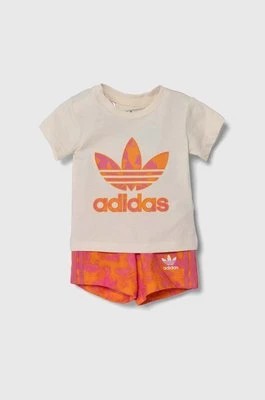 Zdjęcie produktu adidas Originals komplet bawełniany niemowlęcy kolor pomarańczowy