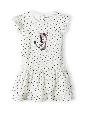 Zdjęcie produktu Biała sukienka niemowlęca z krótkim rękawem w serduszka Minoti