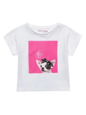 Zdjęcie produktu Biały t-shirt bawełniany dla niemowlaka z nadrukiem Minoti