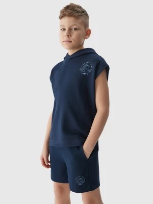 Zdjęcie produktu Bluza dresowa bez rękawów z kapturem chłopięca - granatowa 4F