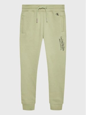 Zdjęcie produktu Calvin Klein Jeans Spodnie dresowe Repeat Inst. Logo IB0IB01568 Zielony Regular Fit