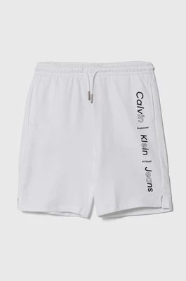 Zdjęcie produktu Calvin Klein Jeans szorty bawełniane dziecięce kolor biały regulowana talia
