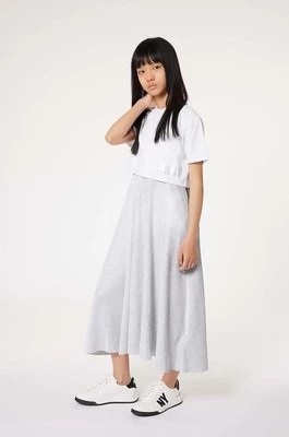 Zdjęcie produktu Dkny sukienka dziecięca kolor szary midi rozkloszowana DKNY