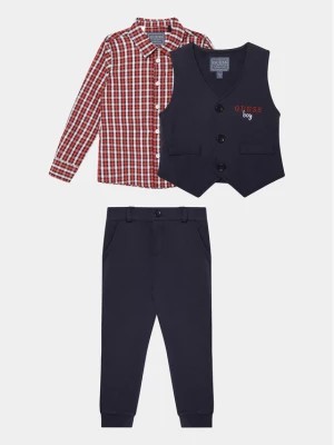 Zdjęcie produktu Guess Komplet koszula, kamizelka i spodnie materiałowe N3BG02 KAE30 Granatowy Regular Fit
