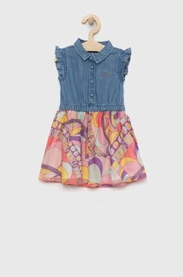 Zdjęcie produktu Guess sukienka dziecięca kolor niebieski mini rozkloszowana