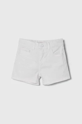 Zdjęcie produktu Guess szorty jeansowe dziecięce kolor biały gładkie regulowana talia