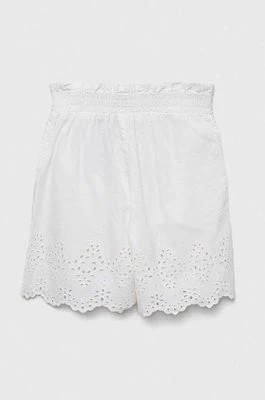 Zdjęcie produktu Guess szorty lniane dziecięce kolor biały gładkie