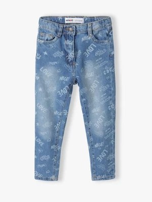 Zdjęcie produktu Jasnoniebieskie spodnie jeansowe dziewczęce z napisami Minoti