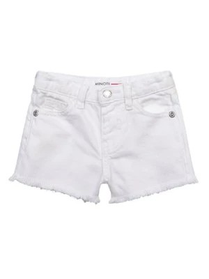 Zdjęcie produktu Jeansowe szorty z dekoracyjnym wykończeniem nogawek dziewczęce - białe Minoti