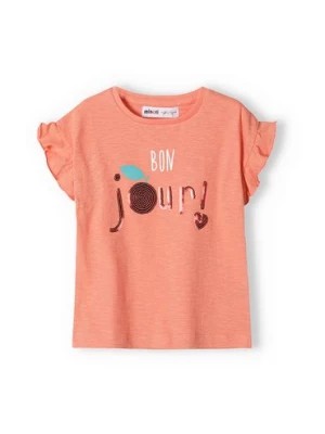 Zdjęcie produktu Koszulka bawełniania niemowlęca z cekinami i falbankami Minoti