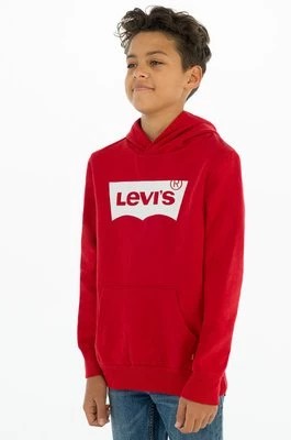 Zdjęcie produktu Levi's Bluza dziecięca kolor czerwony z kapturem z nadrukiem