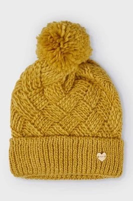 Zdjęcie produktu Mayoral czapka z domieszką wełny dziecięca kolor żółty z grubej dzianiny wełniana