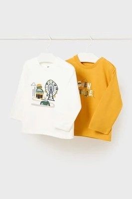 Zdjęcie produktu Mayoral longsleeve bawełniany niemowlęcy 2-pack kolor żółty z nadrukiem