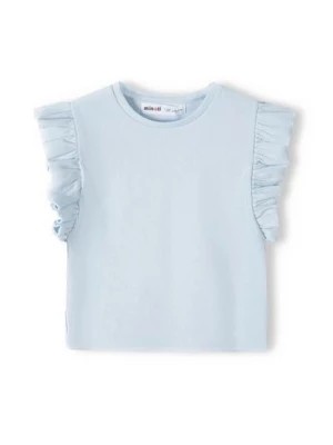 Zdjęcie produktu Niemowlęca bluzka z krótkim rękawem i falbanką- błękitna Minoti