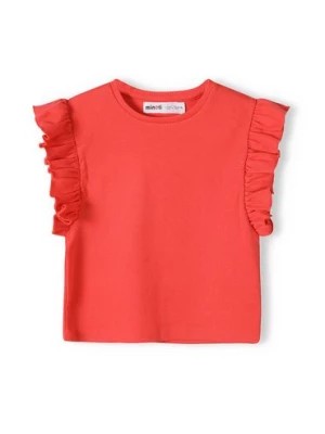Zdjęcie produktu Niemowlęca bluzka z krótkim rękawem i falbanką- czerwona Minoti