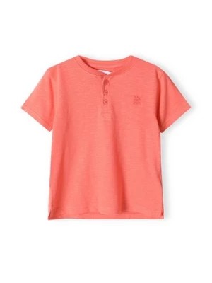 Zdjęcie produktu Różowy t-shirt bawełniany basic dla niemowlaka z guzikami Minoti