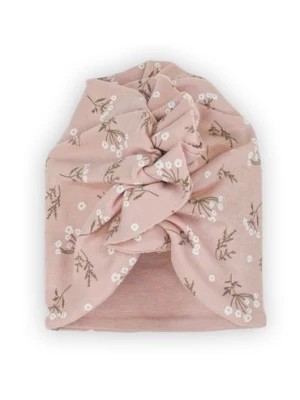Zdjęcie produktu Różowy turban dla dziewczynki w delikatne kwiaty Nicol
