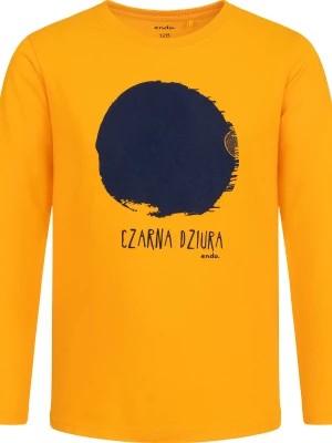 Zdjęcie produktu T-shirt z długim rękawem dla chłopca, z czarną dziurą, pomarańczowy, 4-8 lat Endo