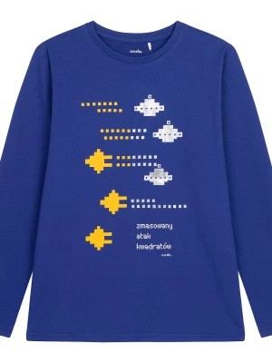 Zdjęcie produktu T-shirt z długim rękawem dla chłopca, z motywem komputerowym, niebieski 9-13 lat Endo