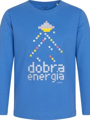 Zdjęcie produktu T-shirt z długim rękawem dla chłopca, z napisem dobra energia, niebieski, 9-13 lat Endo