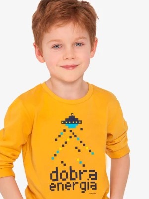 Zdjęcie produktu T-shirt z długim rękawem dla chłopca, z napisem dobra energia, żółty 3-8 lat Endo