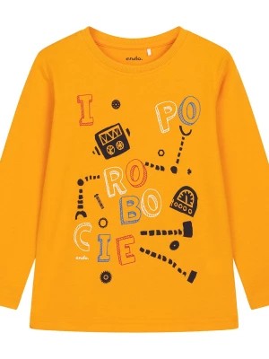 Zdjęcie produktu T-shirt z długim rękawem dla chłopca, z napisem i po robocie, żółty 3-8 lat Endo