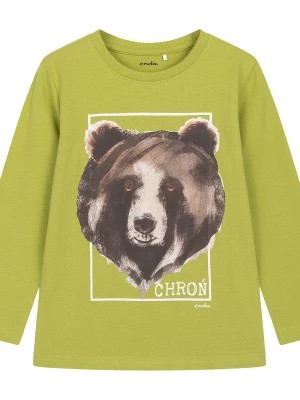 Zdjęcie produktu T-shirt z długim rękawem dla chłopca, z niedźwiedziem, zielony 9-13 lat Endo