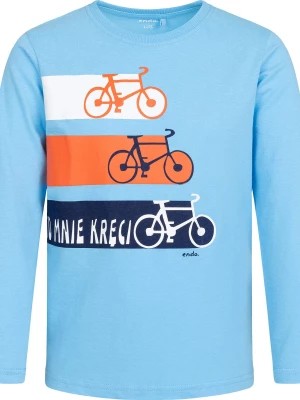 Zdjęcie produktu T-shirt z długim rękawem dla chłopca, z rowerami, niebieski, 4-8 lat Endo