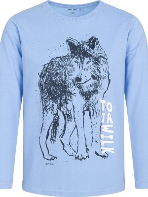 Zdjęcie produktu T-shirt z długim rękawem dla chłopca, z wilkiem, niebieski, 2-8 lat Endo