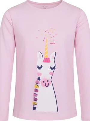 Zdjęcie produktu T-shirt z długim rękawem dla dziewczynki, z jednorożcem, różowy, 2-8 lat Endo