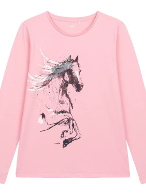 Zdjęcie produktu T-shirt z długim rękawem dla dziewczynki, z koniem, jasnoróżowy 9-13 lat Endo