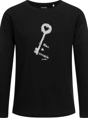 Zdjęcie produktu T-shirt z długim rękawem dla dziewczynki, z napisem klucz do szczęścia, czarny 3-8 lat Endo