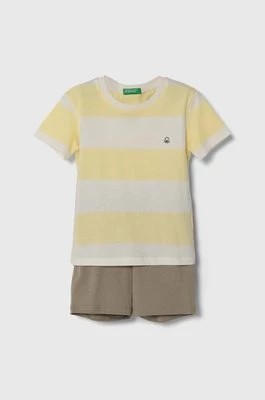 Zdjęcie produktu United Colors of Benetton piżama bawełniana dziecięca kolor beżowy wzorzysta