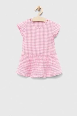 Zdjęcie produktu United Colors of Benetton sukienka bawełniana niemowlęca kolor różowy mini rozkloszowana