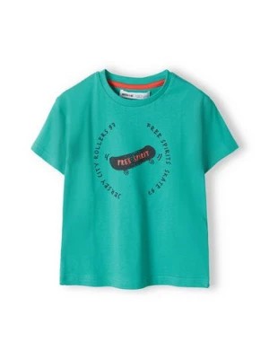 Zdjęcie produktu Zielona koszulka bawełniana dla niemowlaka z nadrukiem Minoti