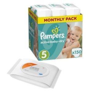 Pieluszki Junior 5 Active Baby-dry Monthly Box+Pachnace woreczki na zużyte pieluchy -15%