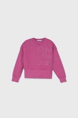 Zdjęcie produktu Calvin Klein Jeans bluza bawełniana dziecięca kolor różowy z nadrukiem