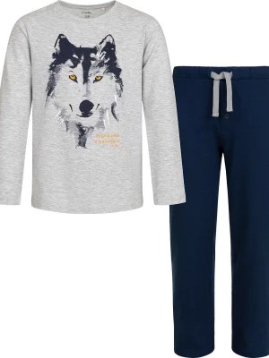 Zdjęcie produktu Piżama z długim rękawem dla chłopca, z wilkiem, szara, 3-8 lat Endo