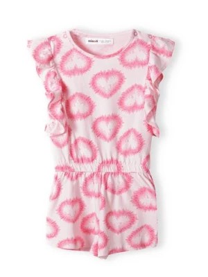 Zdjęcie produktu Różowy kombinezon niemowlęcy na lato w serca Minoti