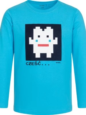 Zdjęcie produktu T-shirt z długim rękawem dla chłopca, z ludzikiem komputerowym, niebieski, 9-13 lat Endo