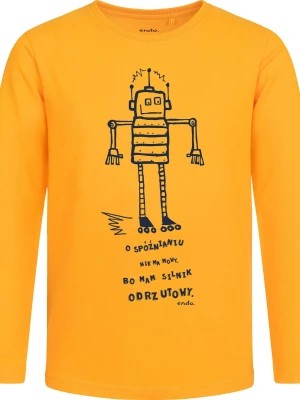 Zdjęcie produktu T-shirt z długim rękawem dla chłopca, z robotem, żółty 3-8 lat Endo