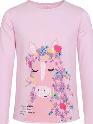Zdjęcie produktu T-shirt z długim rękawem dla dziewczynki, z koniem, różowy, 2-8 lat Endo