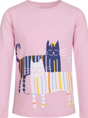 Zdjęcie produktu T-shirt z długim rękawem dla dziewczynki, z kotami kreskowymi, różowy, 9-13 lat Endo