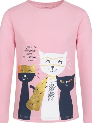 Zdjęcie produktu T-shirt z długim rękawem dla dziewczynki, z kotami, różowy, 9-13 lat Endo