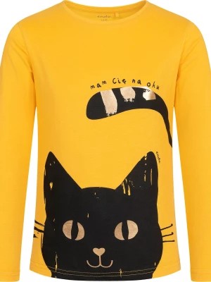 Zdjęcie produktu T-shirt z długim rękawem dla dziewczynki, z kotem, żółty, 9-13 lat Endo