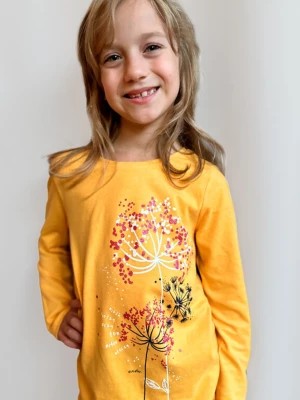 Zdjęcie produktu T-shirt z długim rękawem dla dziewczynki, z motywem kwiatowym, żółty 9-13 lat Endo