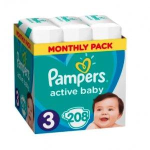 Pampers Pieluchy Active Baby 3 Midi - 208 sztuk -16%