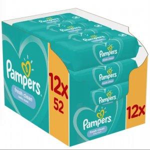 Pampers, Fresh Clean, chusteczki nawilżane dla niemowląt, 12x52 szt. -23%