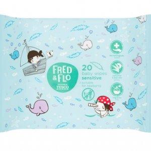 Fred & Flo Chusteczki nawilżane bezzapachowe do skóry wrażliwej 20 sztuk