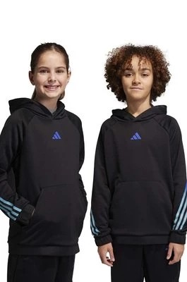 Zdjęcie produktu adidas bluza dziecięca kolor czarny z kapturem z nadrukiem Adidas